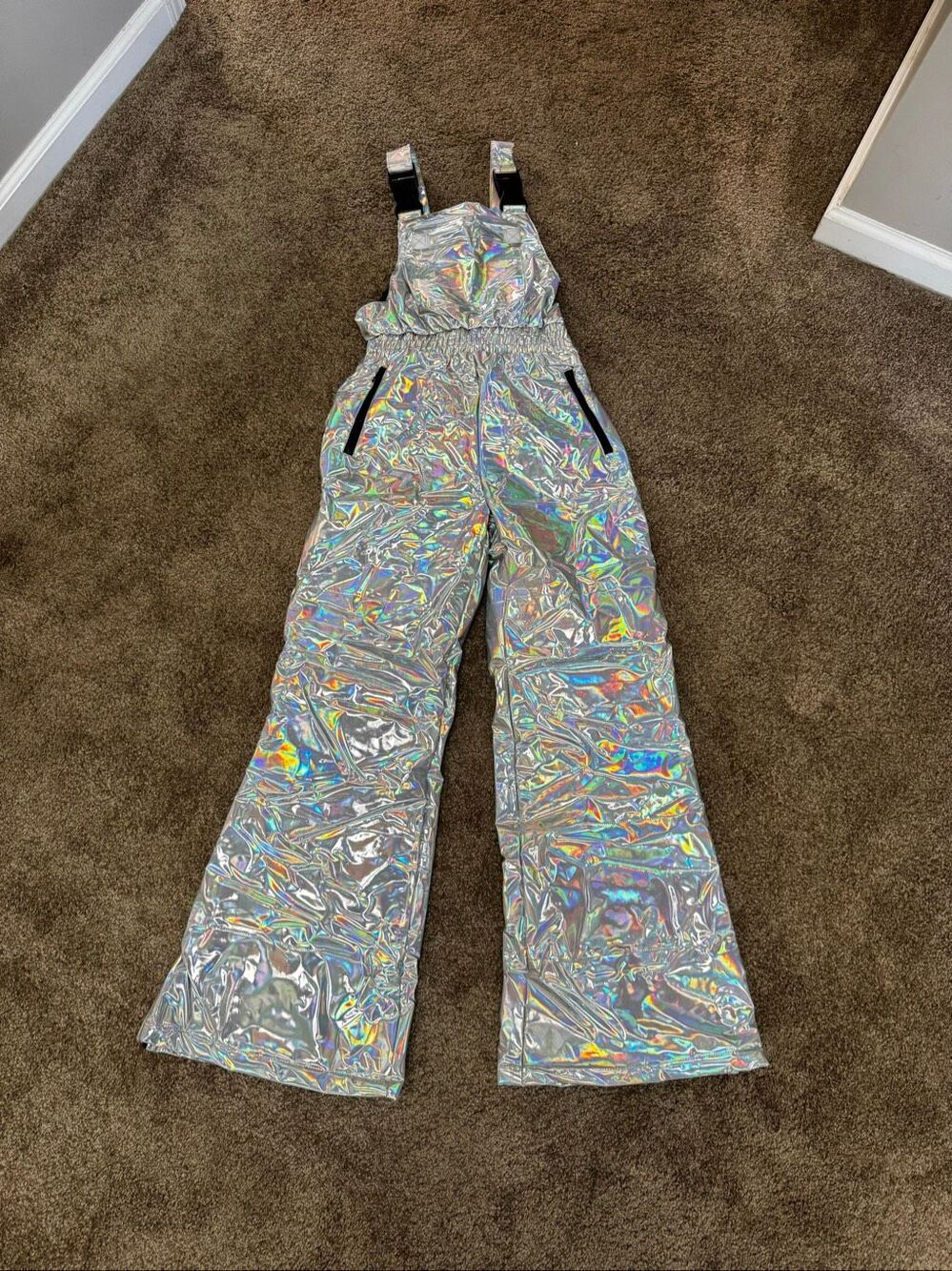 Dolls Kill Women's Club EXX Reflective Osmic Snow Overalls Jumpsuit Size XS NWT